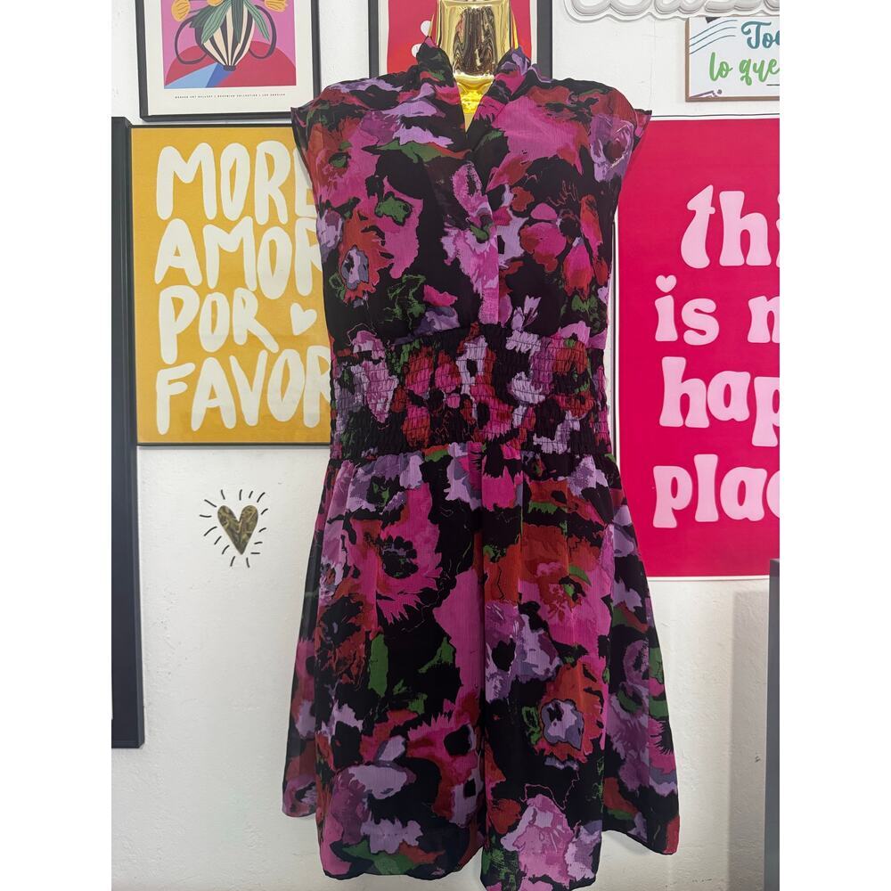 Allen B. by Allen Schwartz Floral Smocked Waist Dress – Size 8 – Multicolor Boho